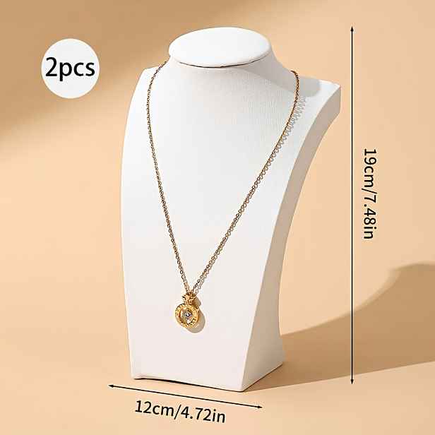 TEMU 2 ks Bílý PU Kožený Stojan na Náhrdelníky, H-tylový Minimalistický Stojan na Šperky, Portrét Model Náhrdelníku Stojan na Šperky, Rekvizity pro