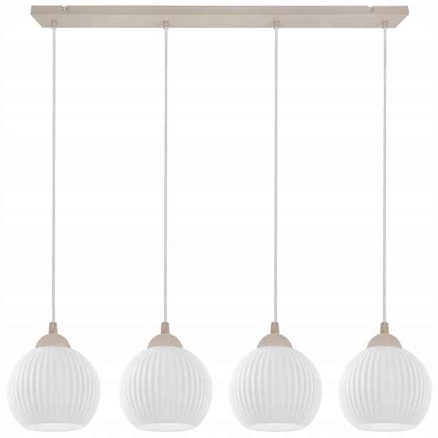 Závěsná Stropní Lampa Lustr Béžová Bílá Rýhované Koule Do Kuchyně E27