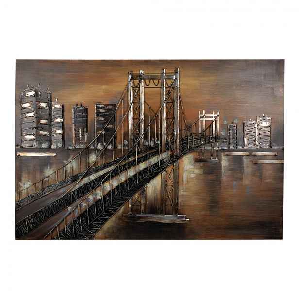 3D hnědý kovový obraz Golden Gate San Francisco - 120*5*80 cm Clayre & Eef