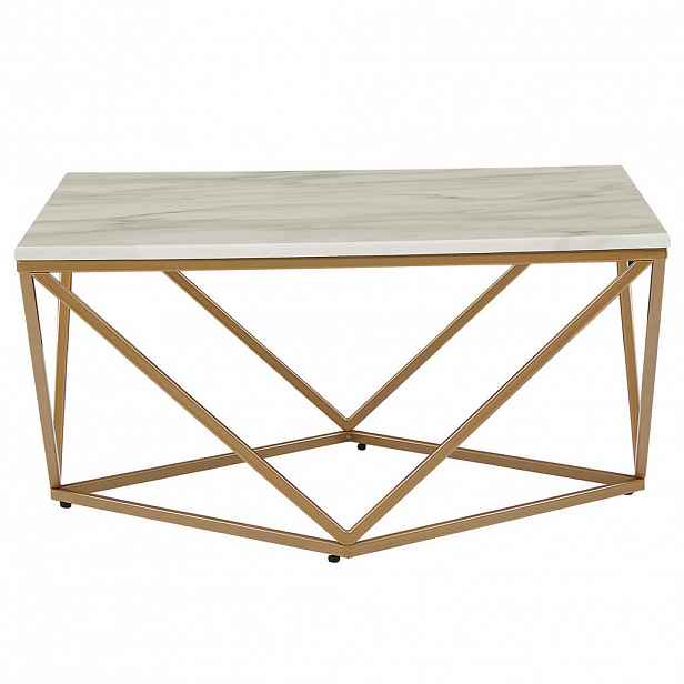 Beliani KONFERENČNÍ STOLEK Mramor Look béžový/zlatý čtvercový 80/80 cm Malibu