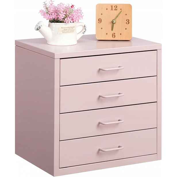 Holly Home Kovová Skříňka Na Dokumenty Se Zásuvkami A4 Růžová