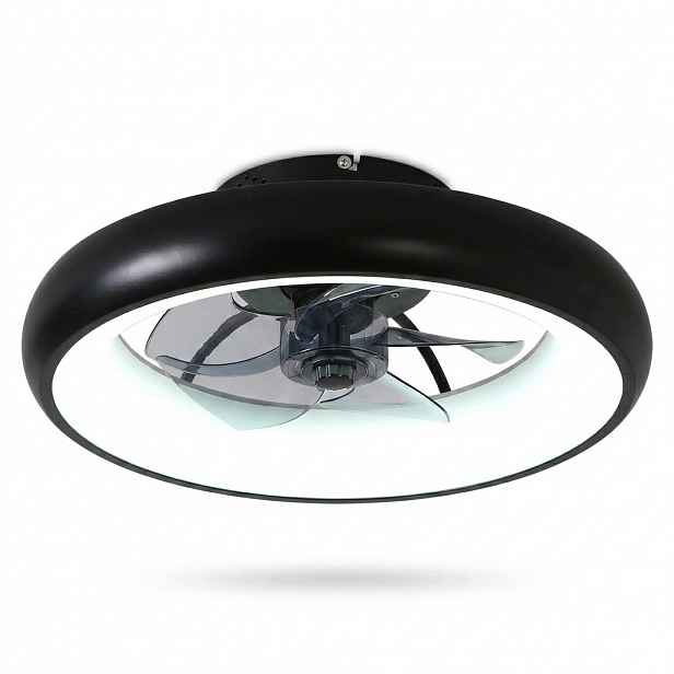 Moderní stropní ventilátor s Led lampou 36W Dálkový Ovladač Černý 48 cm