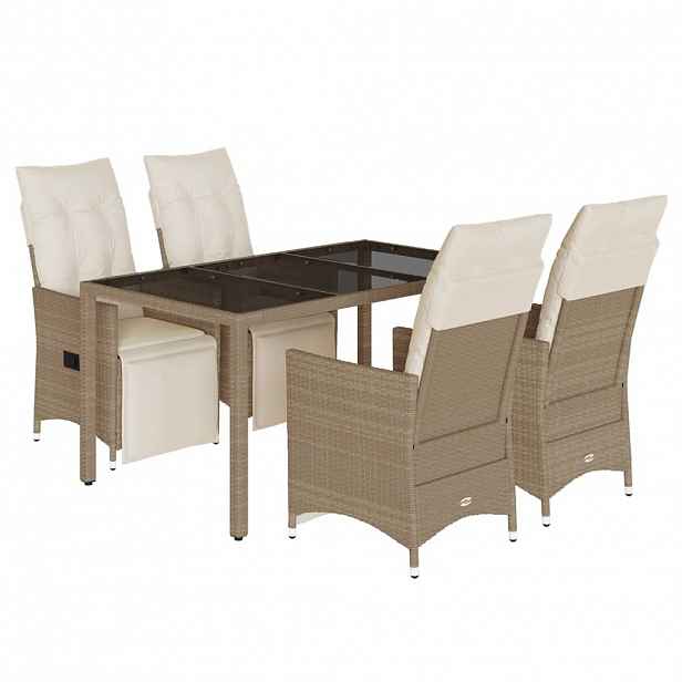 vidaXL 5dílný zahradní bistro set s poduškami béžový polyratan