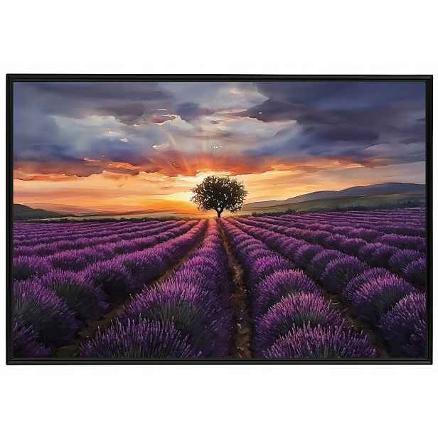 Plakát Rámeček Hliníkový Políčko Levandule Západ Slunce Provence 60x40