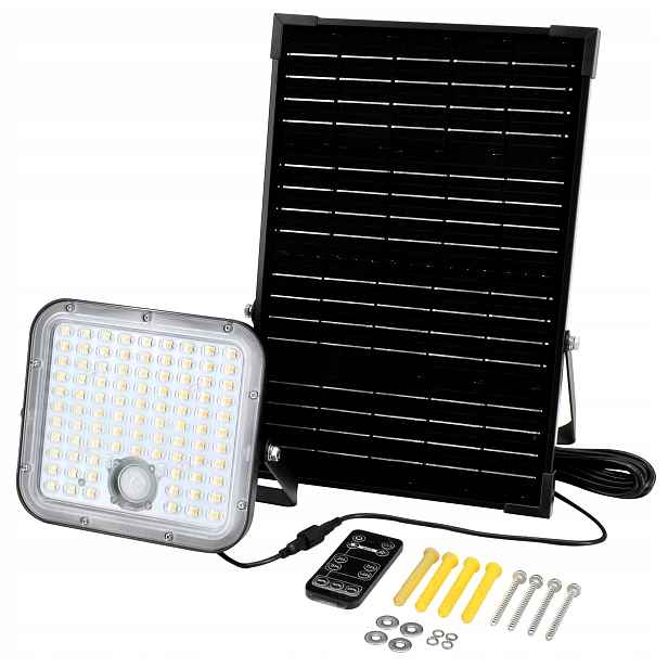 Solární Led lampa 30W 4800 lm 3000/4000K černá