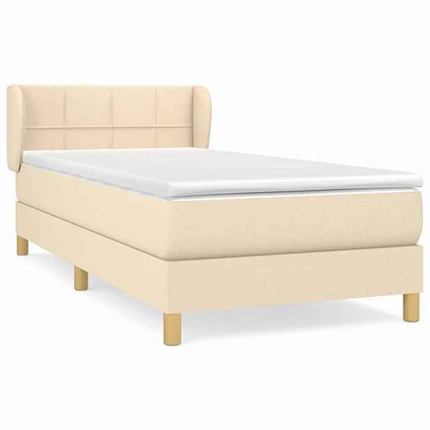 vidaXL Box spring postel s matrací krémová 90x190 cm textil