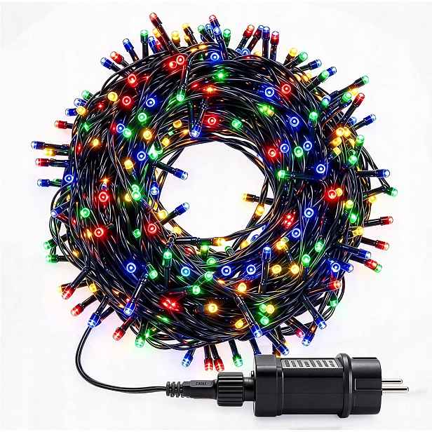 Led Světelný Řetěz 20 M, 200 Led, Barevný, 8 Režimů, Časovač, IP44