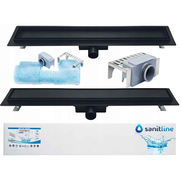 Lineární odtok Sanitline Black Mat 100 cm Nízký 52 m