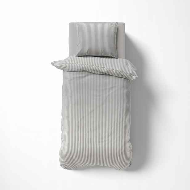 Povlečení Pure Damašek 140X200 Pruhy Light Grey Šedá Jednobarevná