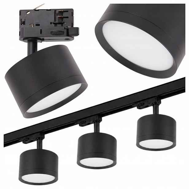 3-fázové kolejnicové osvětlení Sada 1 m Lampa GX53 x3 Černá