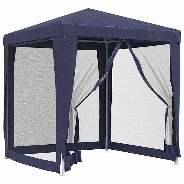 vidaXL Party stan se 4 síťovanými bočnicemi modrý 2 x 2 m HDPE