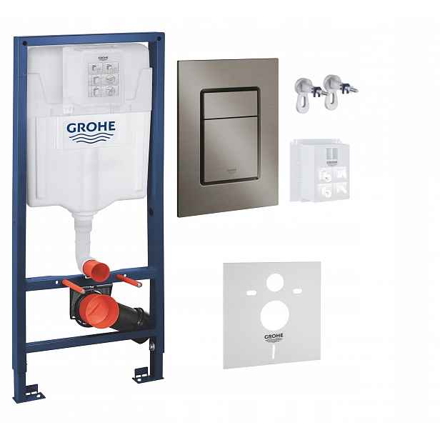 Kompletní podomítkový Wc set – stojan Grohe tlačítko brushed graphite