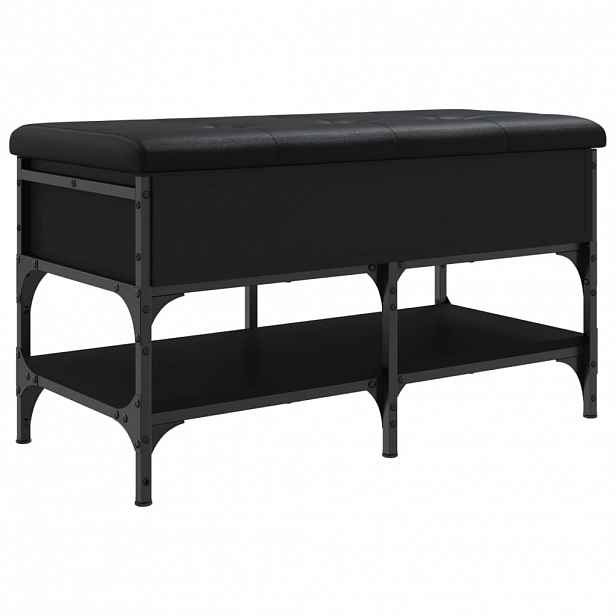 vidaXL Lavice s botníkem černá 82 x 42 x 45 cm kompozitní dřevo