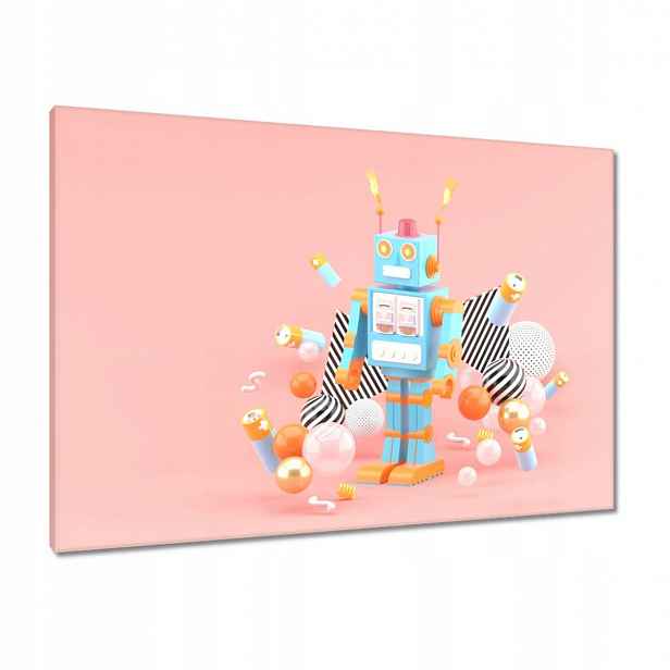 Obrazy 100x70 Robocik Robot Růže Světle Modrá