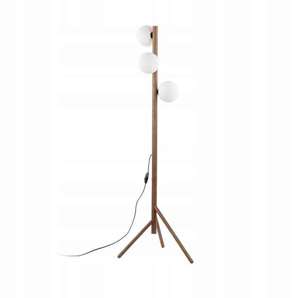 Podlahová Lampa Estera Wood Dřevěná Konstrukce Skleněná Stínidla G9 Tk Lighting