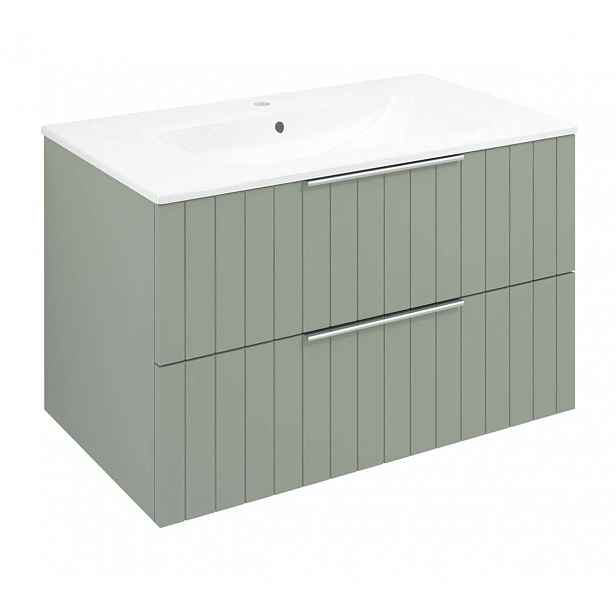 Sapho Cirasa - Umyvadlová skříňka Strip 80x52x46 cm, 2x zásuvka, verde CR801-4444S
