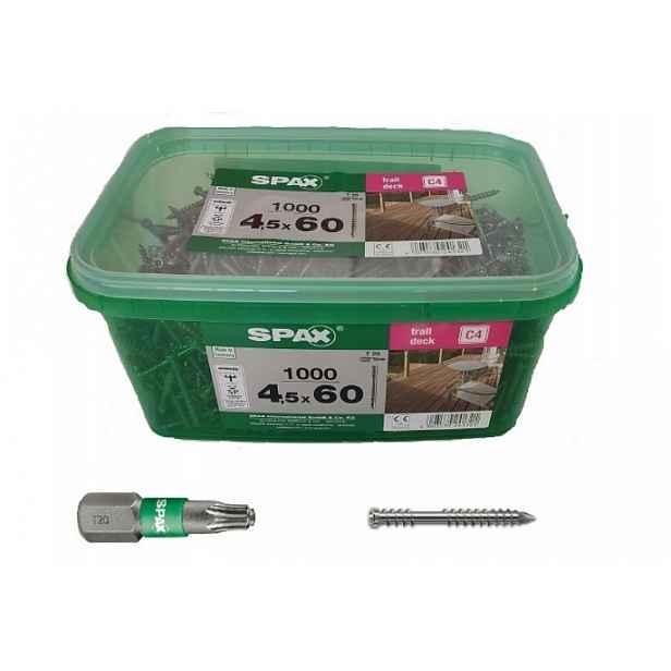 Terasový Šroub (1000) Wirox C4 4.5*60 MM Spax-d Bit T20 4531720450619 Spax