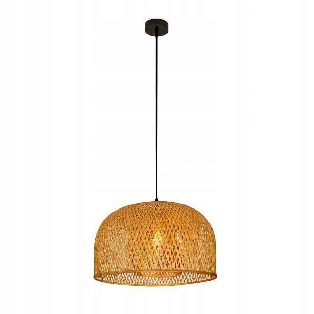 Závěsné Stropní Svítidlo Bambus Boho Rattan Dřevo Loft Velké stínítko