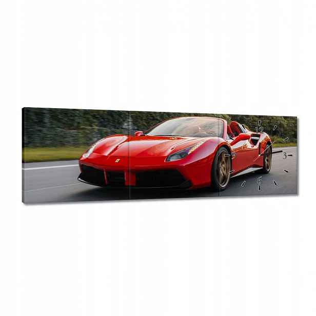 Hodiny 90x30 Červené Ferrari Cesta