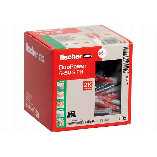 Fischer Univerzální upevnění s šroubem se soč. hlavou Duopower 6X50 Ph 50 Ks