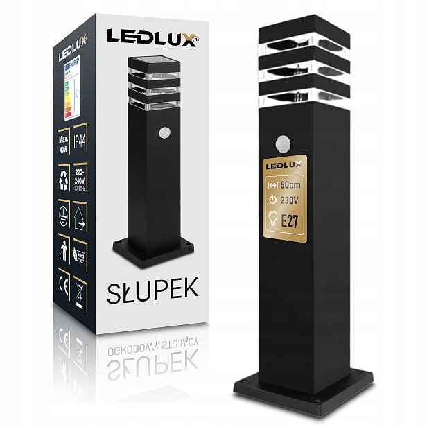 Stojící zahradní lampa Led sloupek E27 50 cm Venkovní pohybový senzor IP44