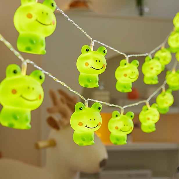 TEMU Roztomilé LED světlo ve tvaru zelené žáby o délce 2 metry 78,74 palců, LED žárovkami, na baterie (baterie nejsou součástí balení), rozkošnými