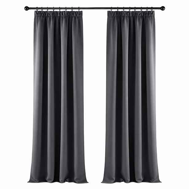 Zatemňovací závěsy 260 x 140 cm 2 ks Tepelné šedé Blackout 90 až 95 %