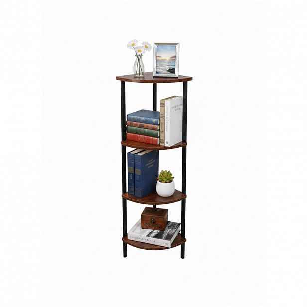Relaxdays REGÁL rohový vintage hnědý v dekoru dřeva 4 police 125 cm