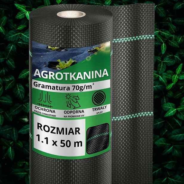 TEMU PROTICHŮDNÍ AGROTKANINA KRUMAD, ČERNÁ AGROTEXTILIE 70 G/M² 1,1 X 50 M, GEOTEXTILIE PRO OCHRANU PŮDY A ZAHRADNÍCH , TEXTILIE PROTI PLEVELU DO