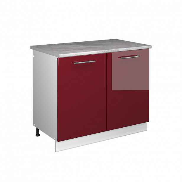 Vicco SKŘÍŇKA POD DŘEZ Fame-Line, Bordó červená vysoký lesk/Bílá, 100 cm, PD Mramor