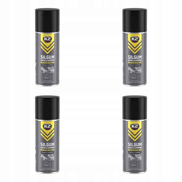Guma ve spreji, pokrývačský tmel černý, 400 ml K2, Silgum