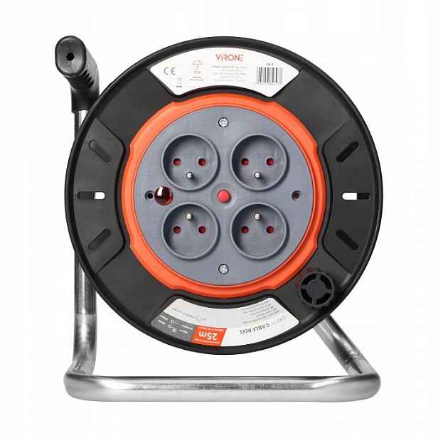 Bubnový navíječ IP20 4x2P+Z 16A 230V, H05RR-F 3x1,5mm2, 25 m