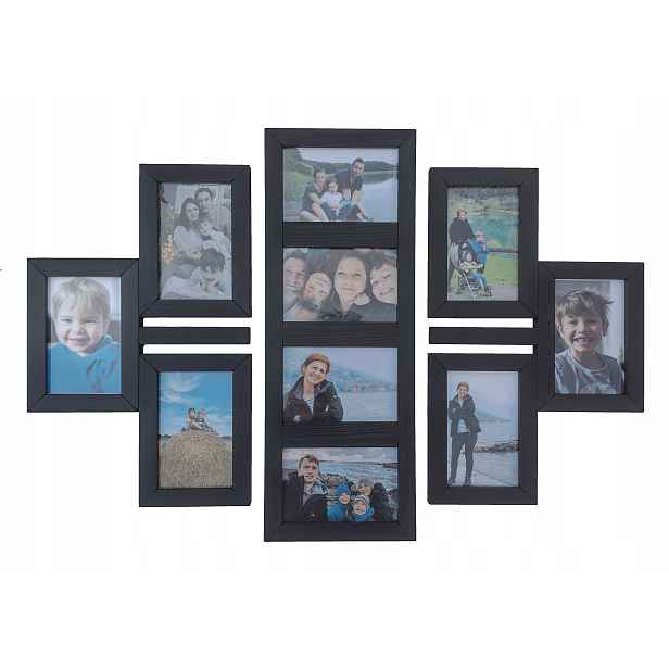 Dřevěný multirám Rámeček na 10 fotografií 10x15 cm Galerie nástěnný rámeček Černý