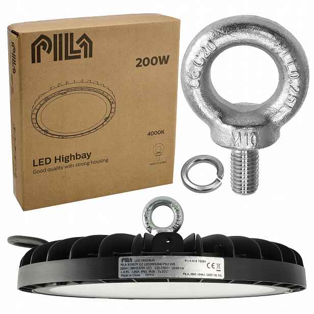 Led průmyslová lampa Ufo High Bay 200W 20000lm 4000K IP65 Pila na skladování