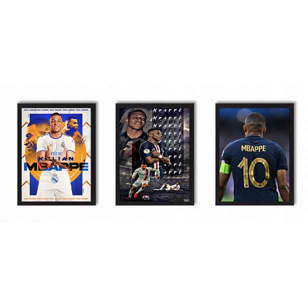 Obrazy Kylian Mbappe Real Madrid tři kusy 30x20 cm