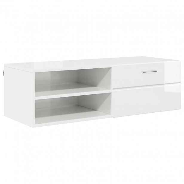 vidaXL Dřevěná skříň 100,5 x 39 x 30 cm Vysoce lesklá bílá