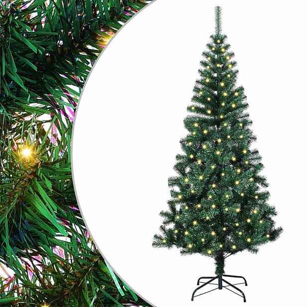 vidaXL Umělý osvětlený vánoční stromeček Zelená 120 cm PVC a kov