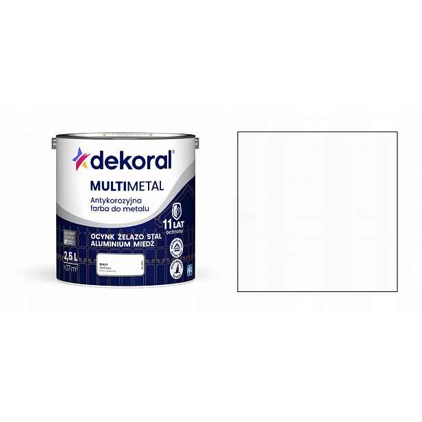 Dekoral Multimetal 2,5L Bílý Mat RAL9003 Antikorozní Barva Univerzální