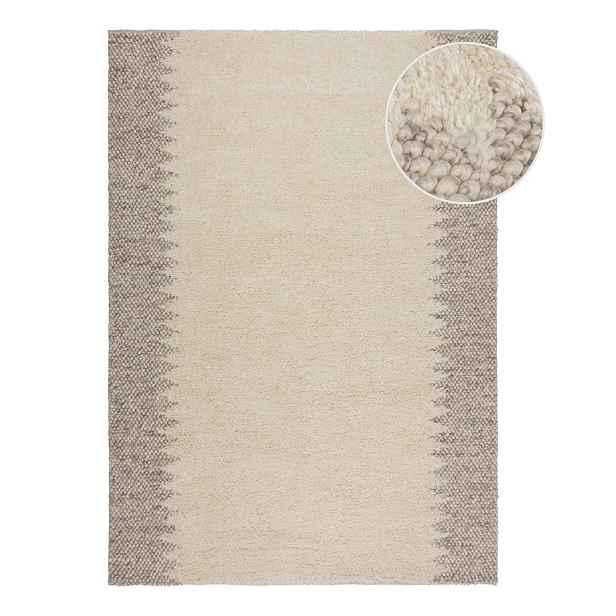 Krémový ručně tkaný koberec s příměsí vlny 120x170 cm Minerals Border – Flair Rugs