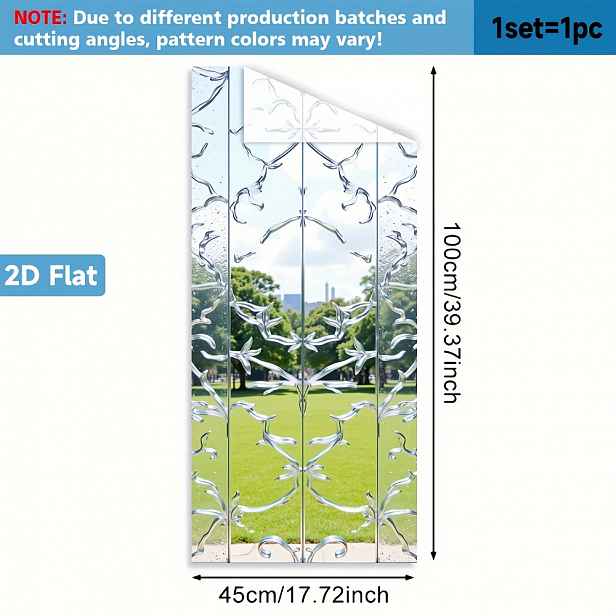 TEMU 2D plochá fólie - 2D plochá fólie - 1 ks okenní fólie s designem skleněných květin v 2D vzoru. Tato PVC fólie se přilne k skleněným povrchům bez