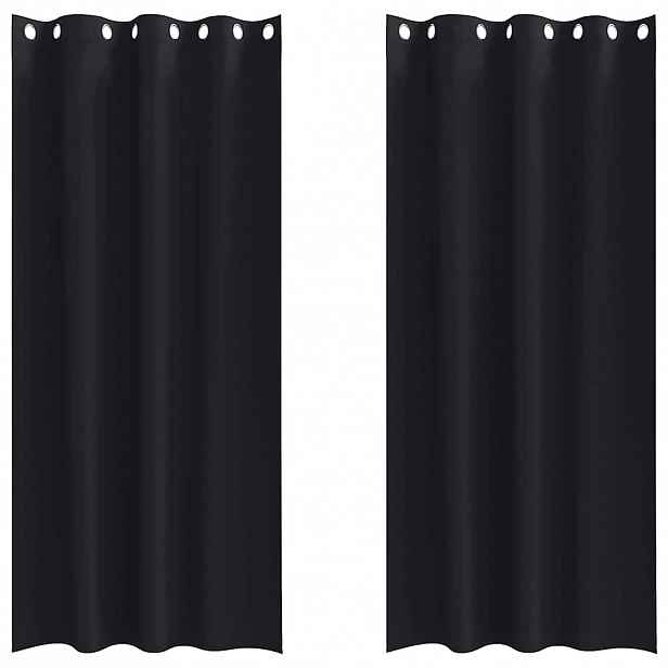 vidaXL Závěsy na zatemnění s kroužky 2 ks Černá 260 x 140 cm Polyester