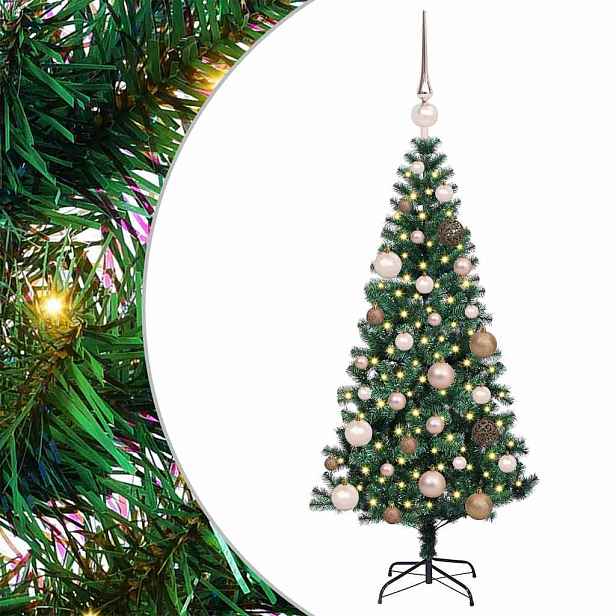 vidaXL Umělý osvětlený vánoční stromeček Zelená 120 cm PVC a kov