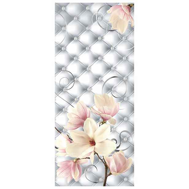 Samolepka Fototapeta Magnolie Květiny Stříbro Elegance Luxus 91x211