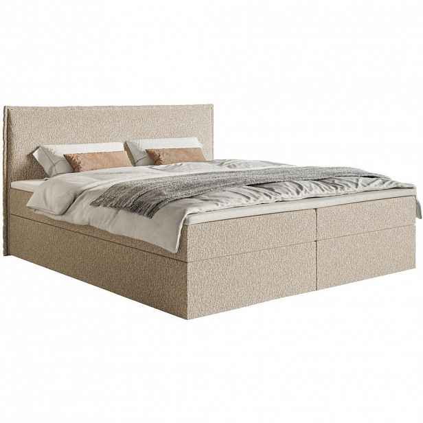 Selsey BOXSPRINGOVÁ POSTEL Softie světle béžová ženylka 160x200 cm