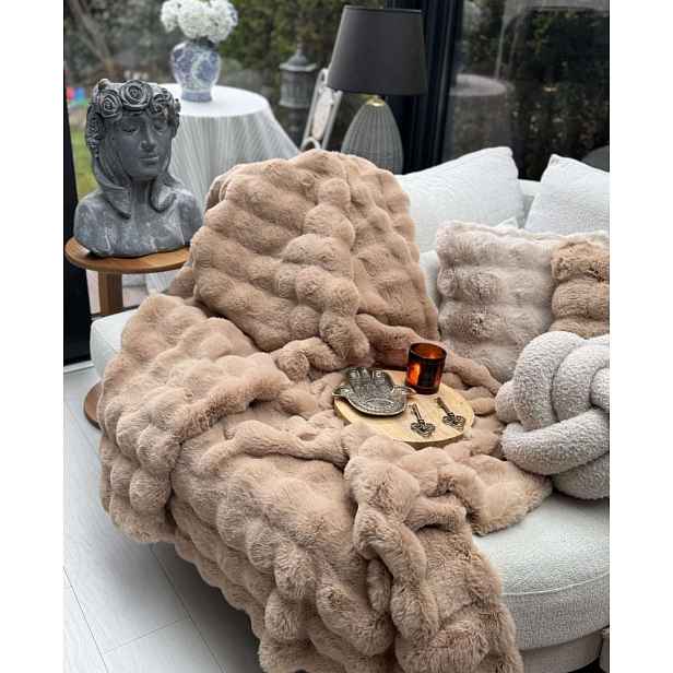 Sofa Shawl Bubble 200x150 - Brown