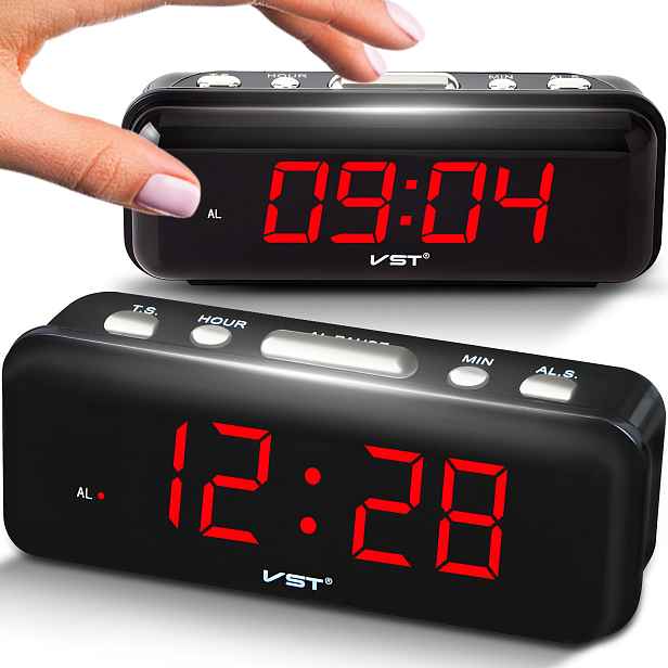 TEMU Elektronická budík RETOO Techpro, 24H LED stolní hodiny s alarmem a funkcí odložení, velký čitelný displej s červeným podsvícením, napájení z