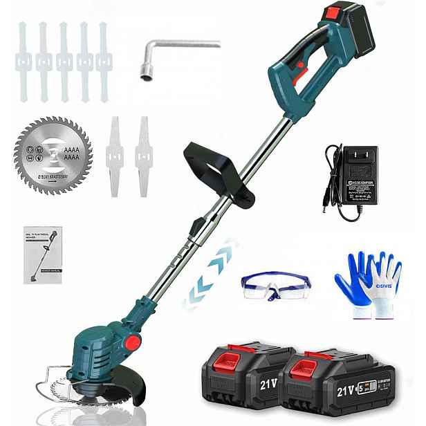 Výkonná Sekačka Nůžky Na Trávy Zahradní Nastavitelná Sada 21V 900W 2 Baterie