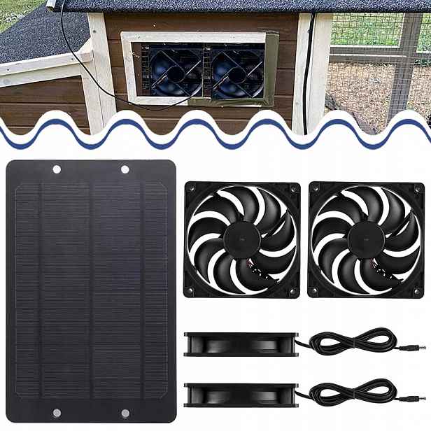 Solární nabíječka s ventilátorem 10 W 12 V, voděodolná, 17,5 x 27 cm