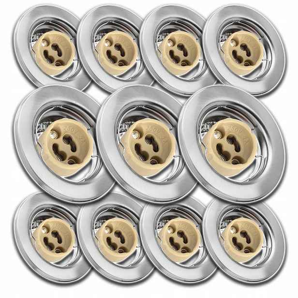 11xSATÉNOVÉ Kulaté Stropní Svítidlo Halogen+zásuvka Konektor GU10 Na Žárovku