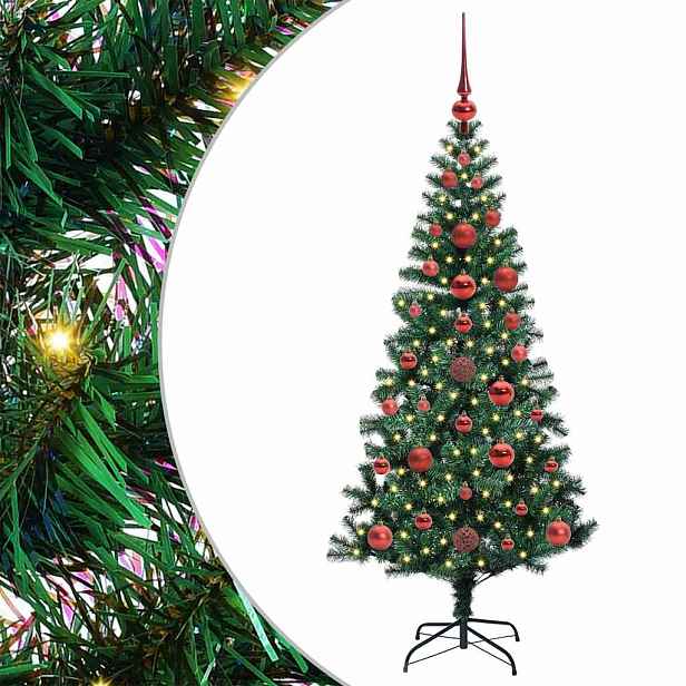 vidaXL Umělý osvětlený vánoční stromeček Zelená 120 cm PVC a kov